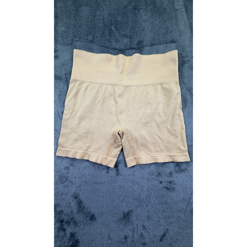 Colsie Womens Ribbed High Waisted Lounge Shorts Beige Tan Size L RN17730